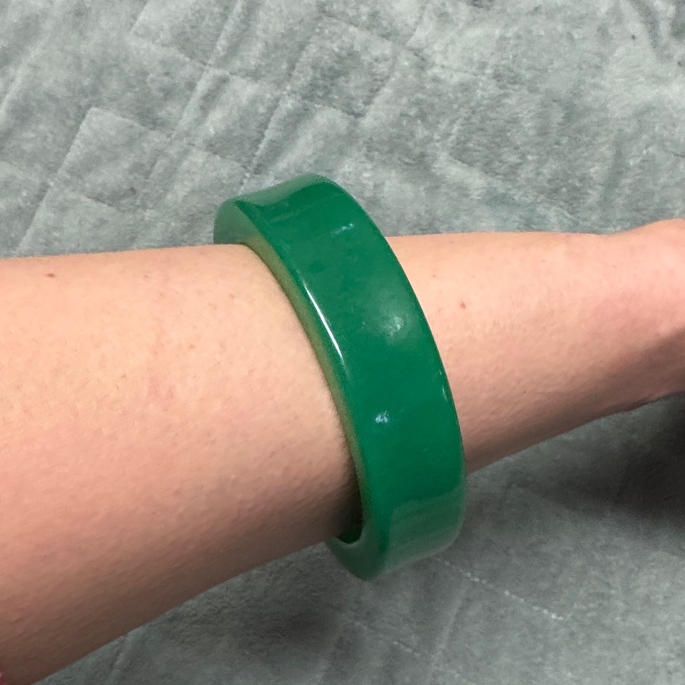 Vintage Plastic Bangle Bracelet, Green, Retro, Boho